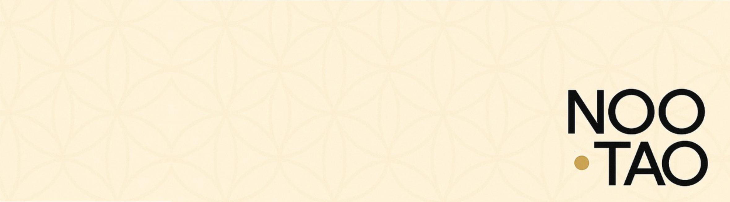Banner de Noo·Tao con fondo sutil de flor de la vida en tono beige y logotipo en la esquina inferior derecha nutraceutica avanzada